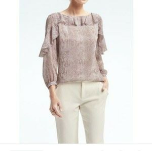 Banana Republic snake print ruffle blouse
